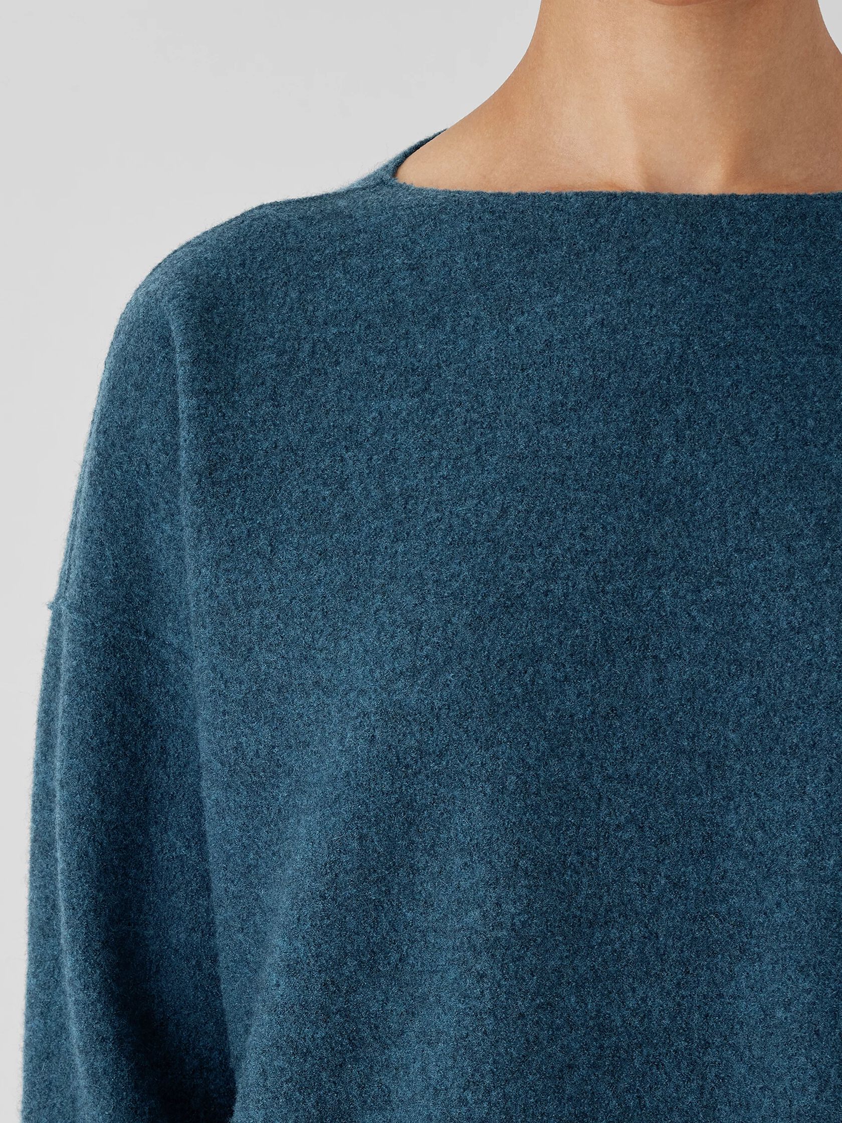 Lightweight Boiled Wool Bateau Neck Top in Regenerative Wool