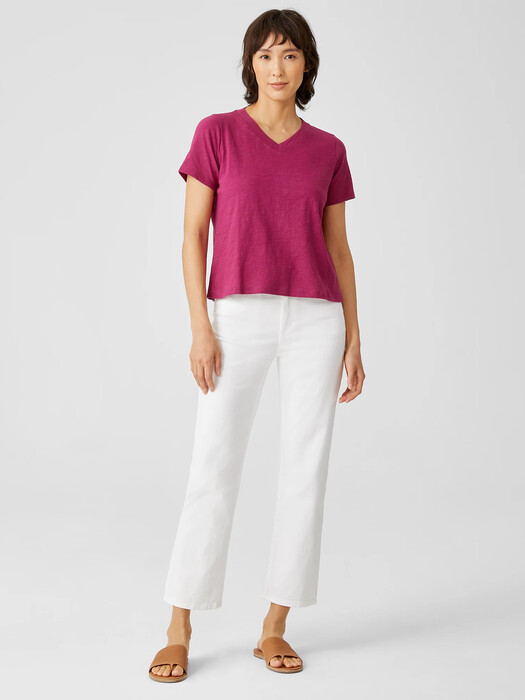 Organic Cotton Slub V-Neck Tee