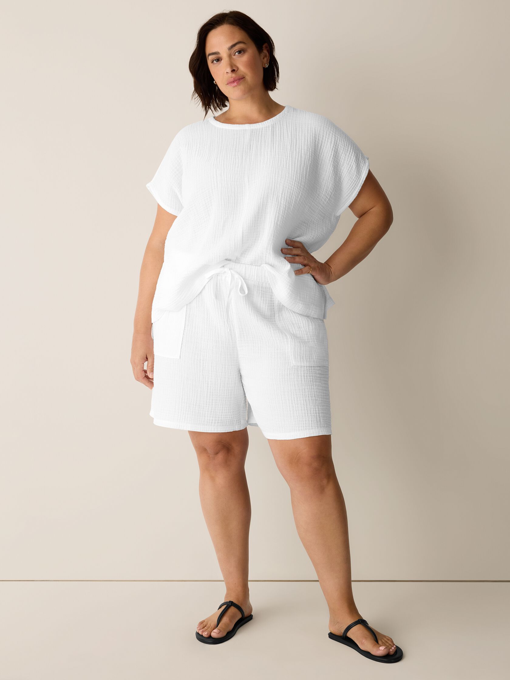 Organic Cotton Lofty Gauze Round Neck Box-Top