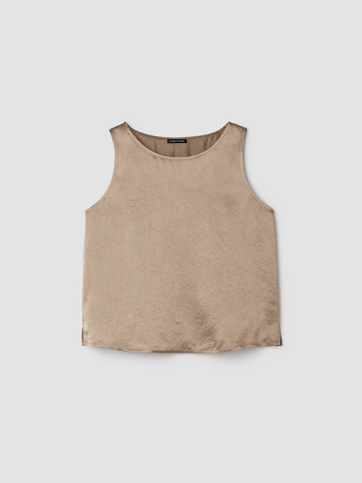 Textured Satin Ballet Neck Tank