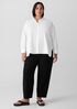 Washed Organic Cotton Poplin Band Collar Shirt
