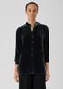 Velvet Band Collar Long Shirt