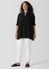 Silk Georgette Crepe Stand Collar Top