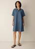 Cotton Blend Stripe Stitch Classic Collar Dress