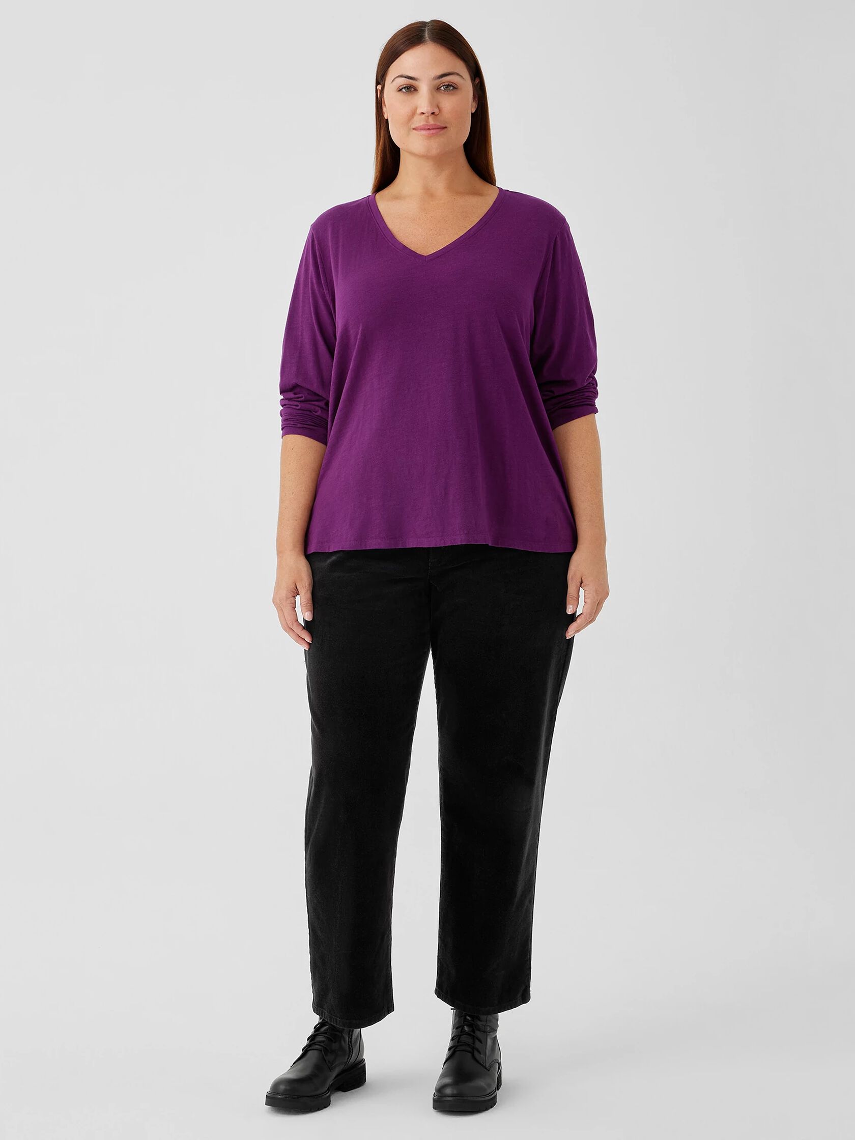 Organic Cotton Slub V-Neck Top