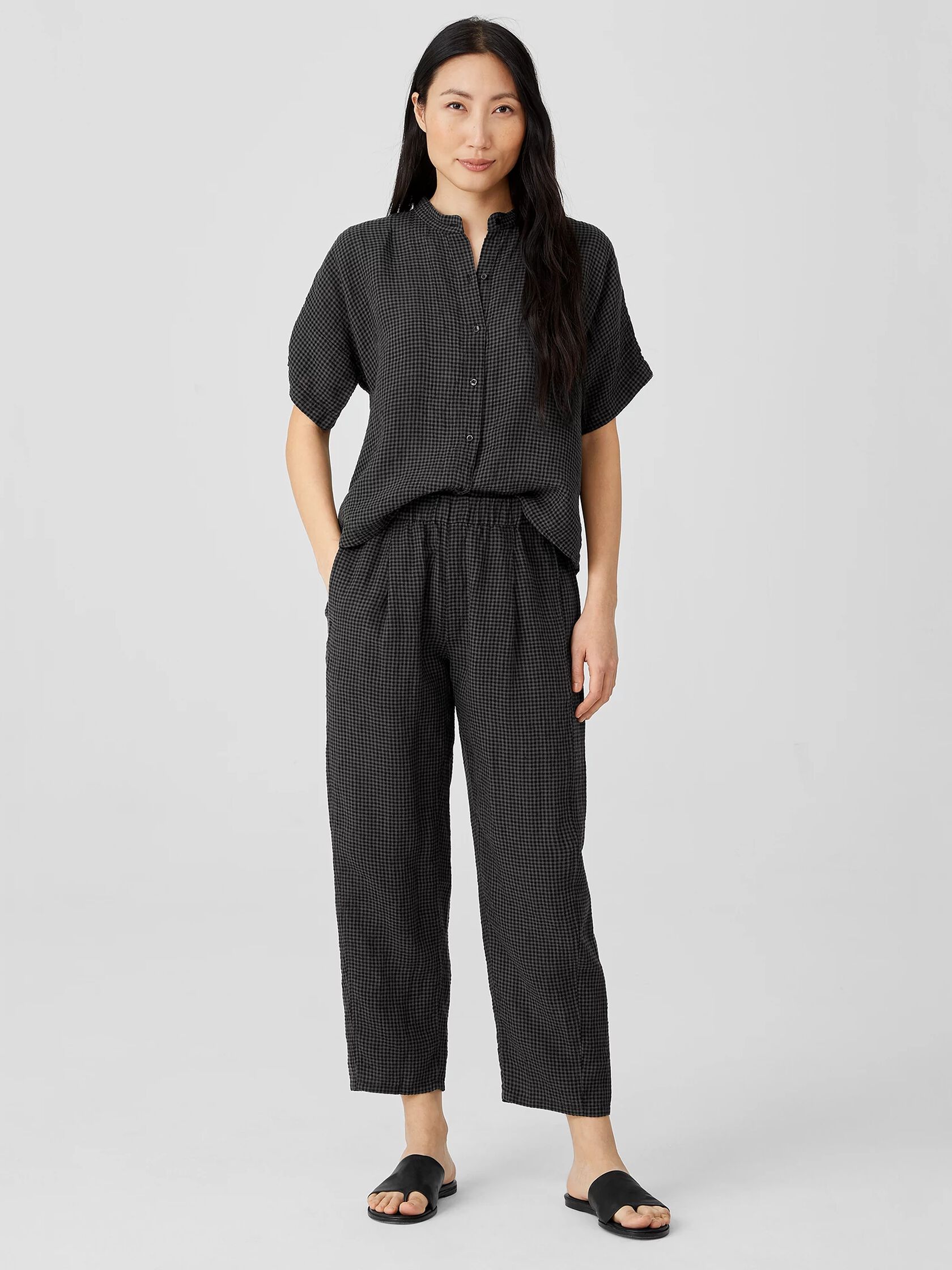 Puckered Organic Linen Lantern Pant