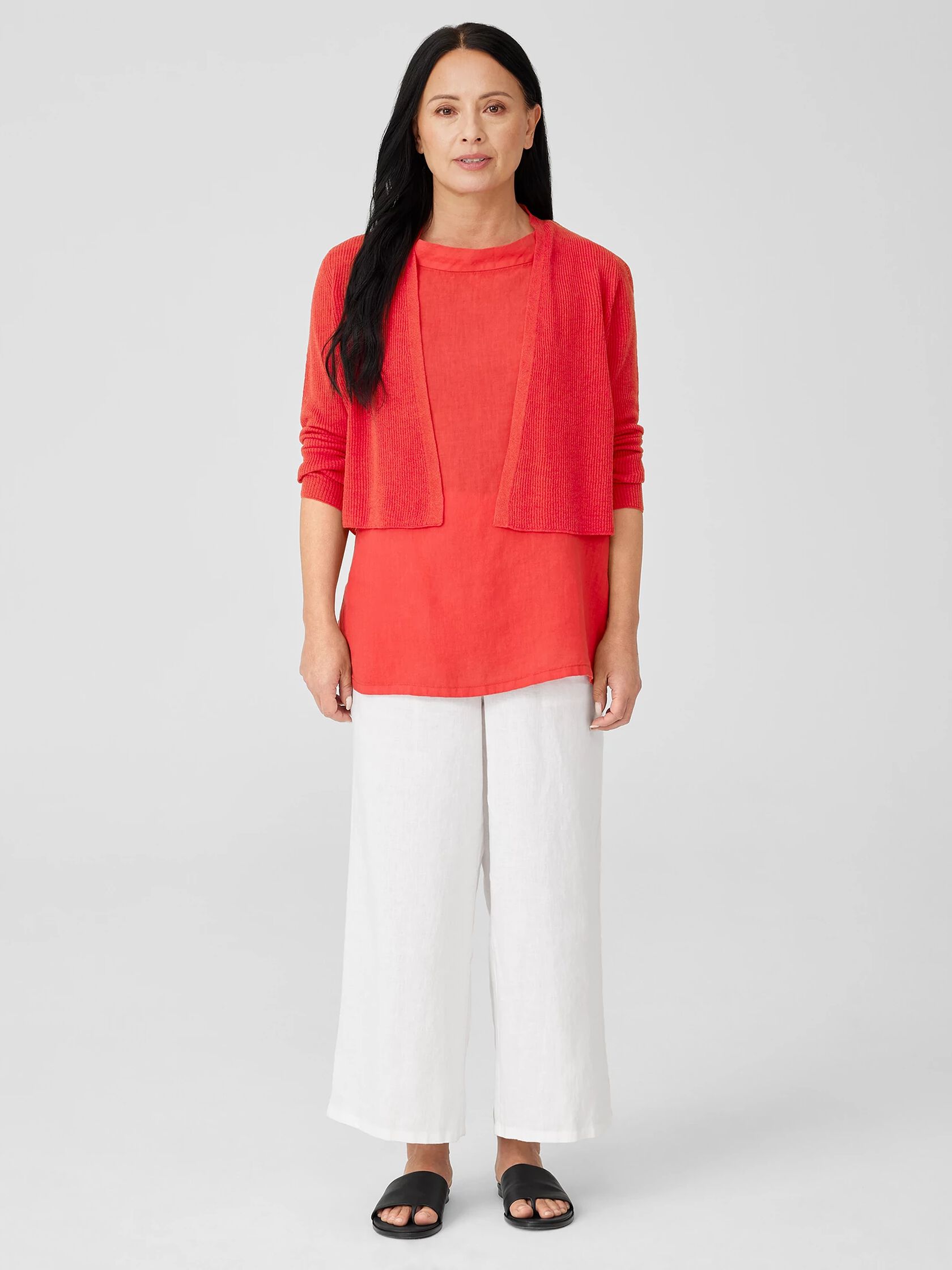 Organic Linen Cotton Airy Tuck Cropped Cardigan