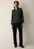 Windowpane Crinkle Weave Split Neck Shirt