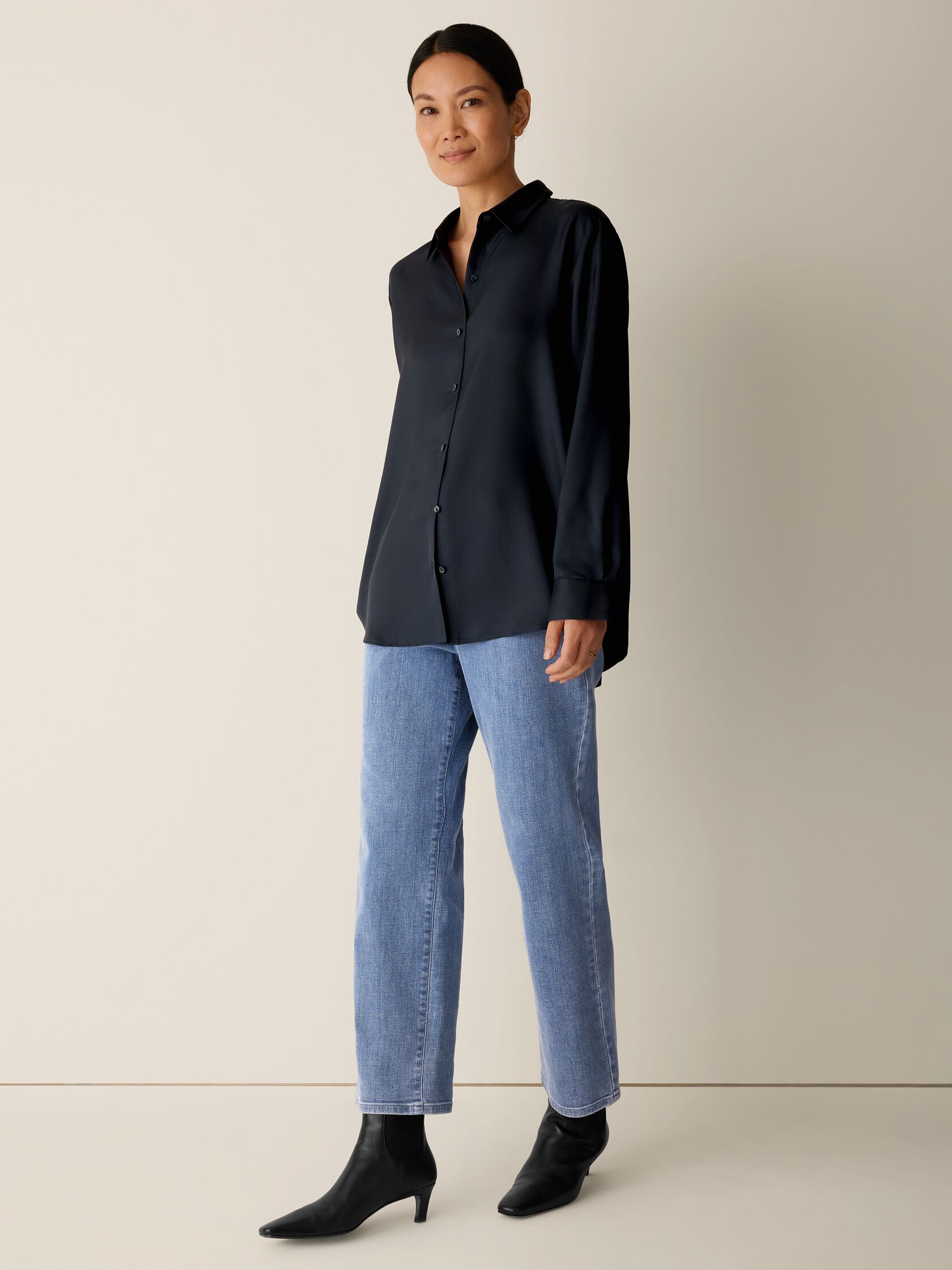 Silk Twill Classic Collar Shirt