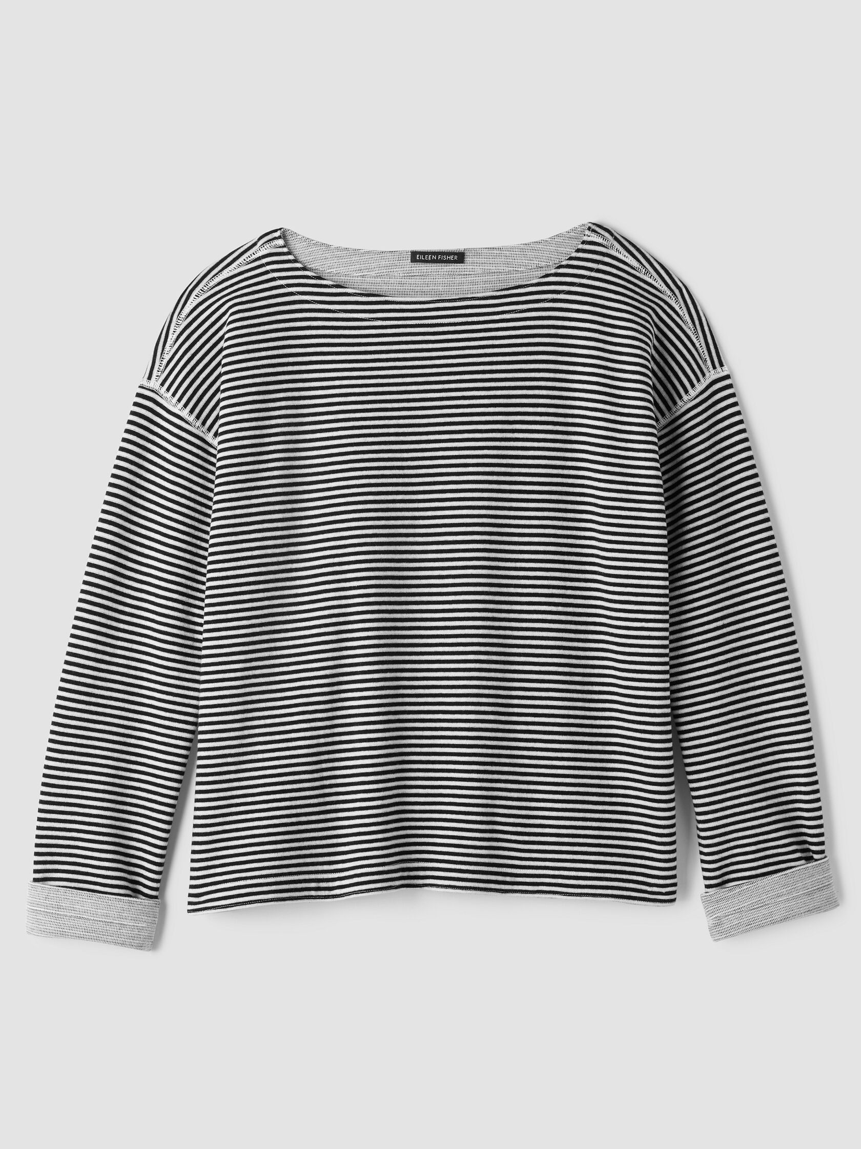 Doubleknit Organic Cotton Stripe Bateau Neck Top