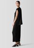 Striated Silk Satin Bateau Neck Top