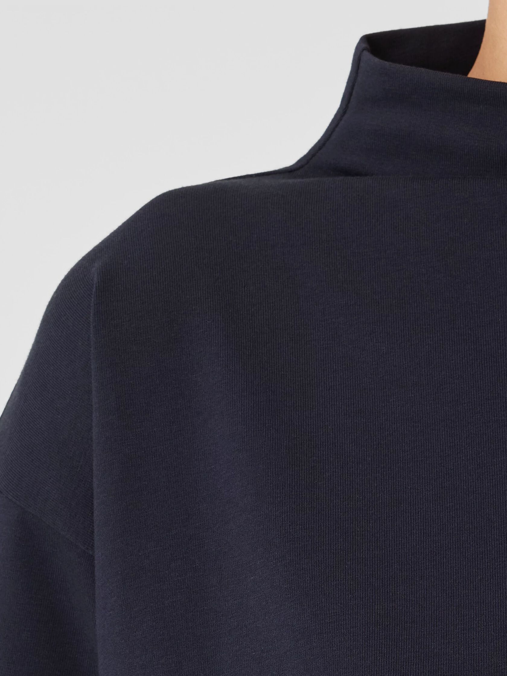 Pima Cotton Stretch Jersey Funnel Neck Top