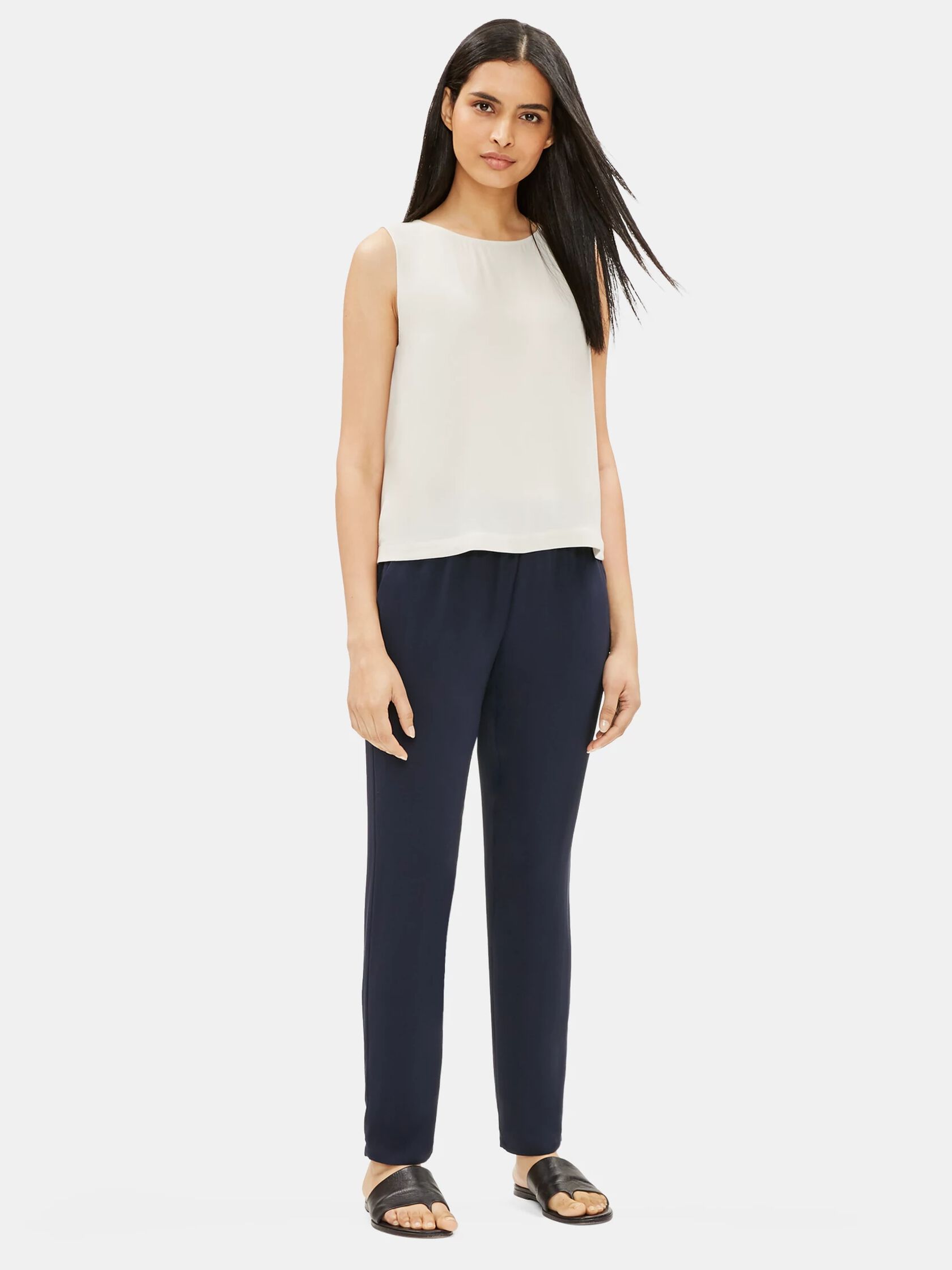 System Silk Georgette Crepe Slouchy Ankle Pant | EILEEN FISHER