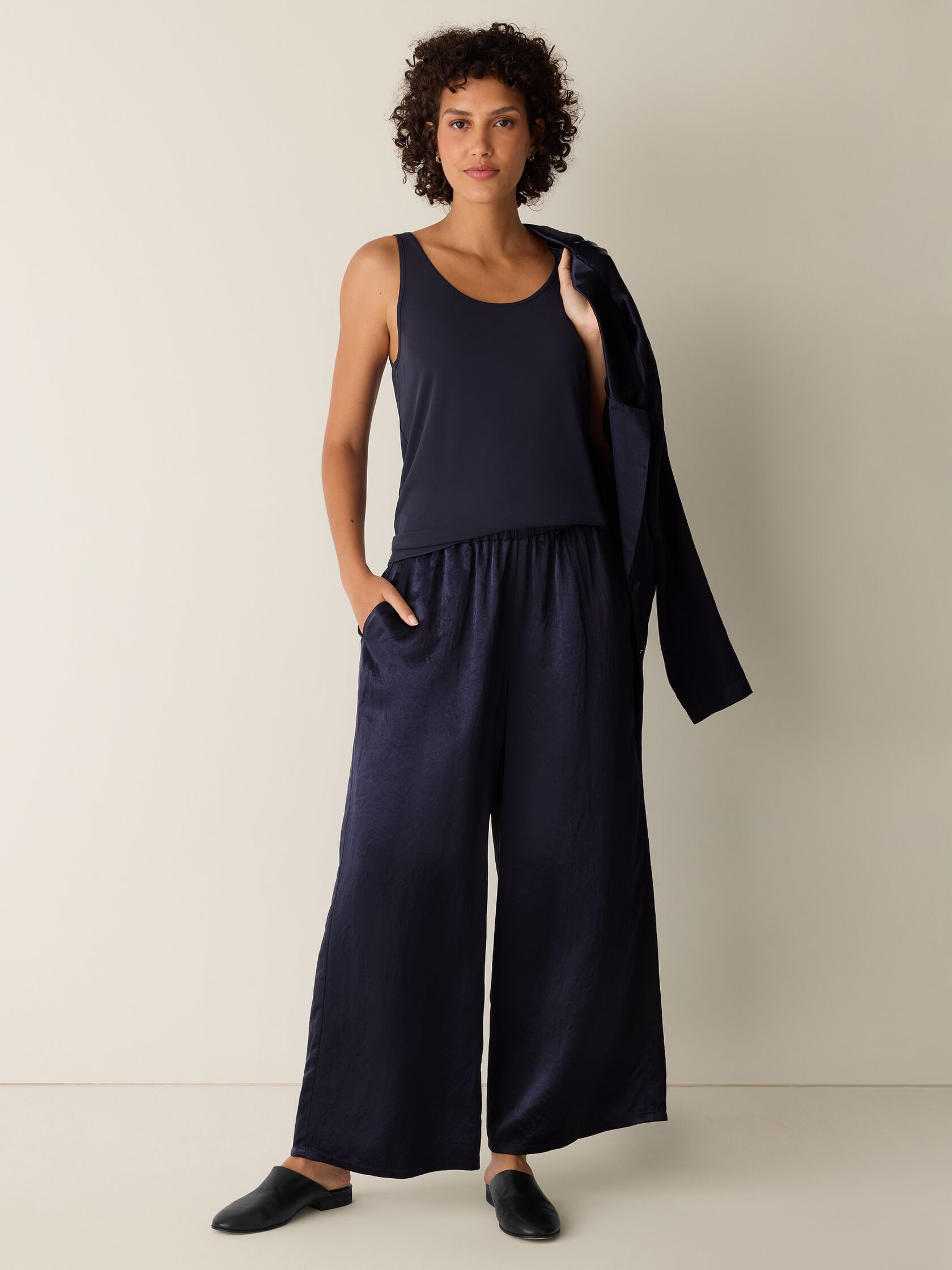 Stretch Silk Jersey Scoop Neck Tank