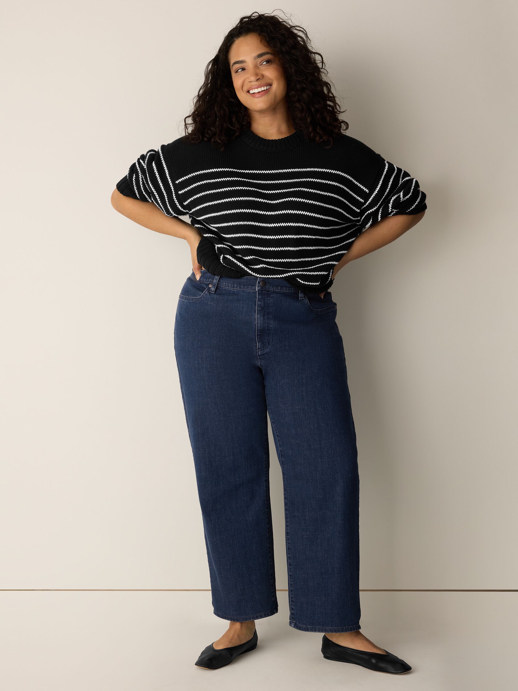 Cotton Stretch Denim Straight Jean