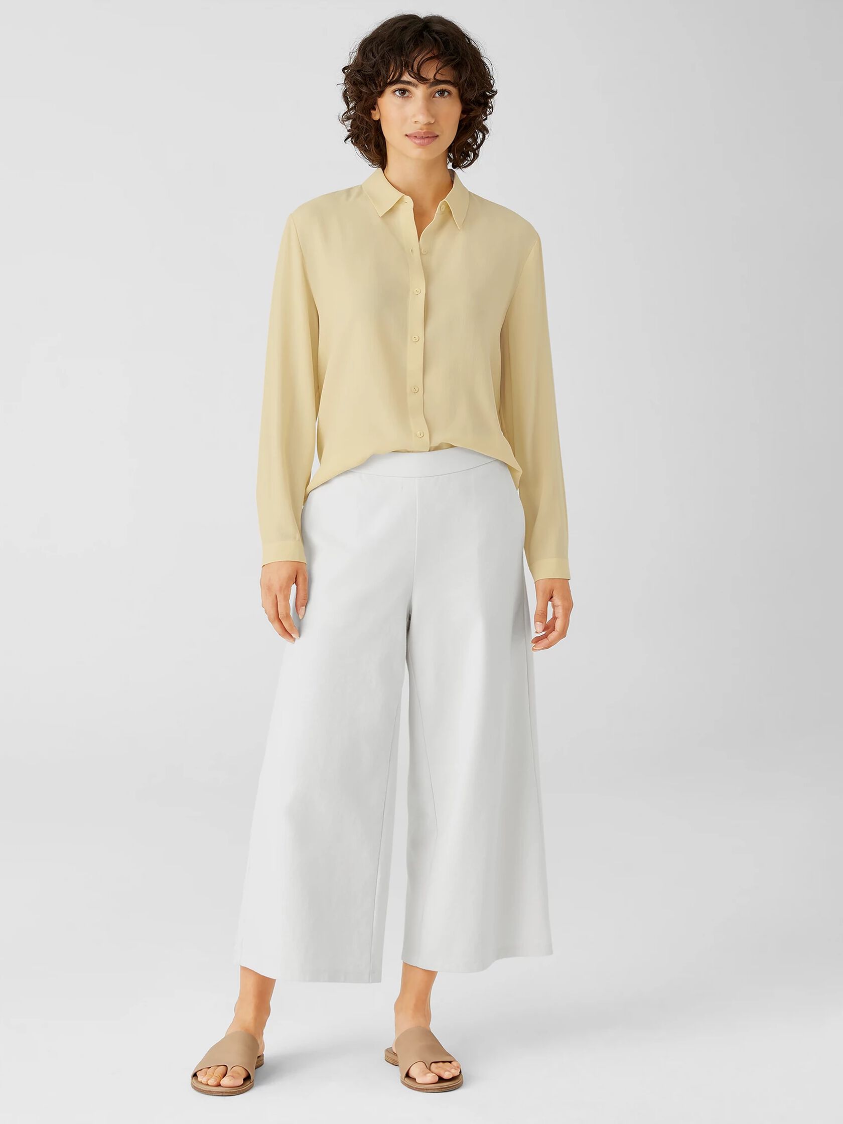 Silk Georgette Crepe Classic Collar Shirt