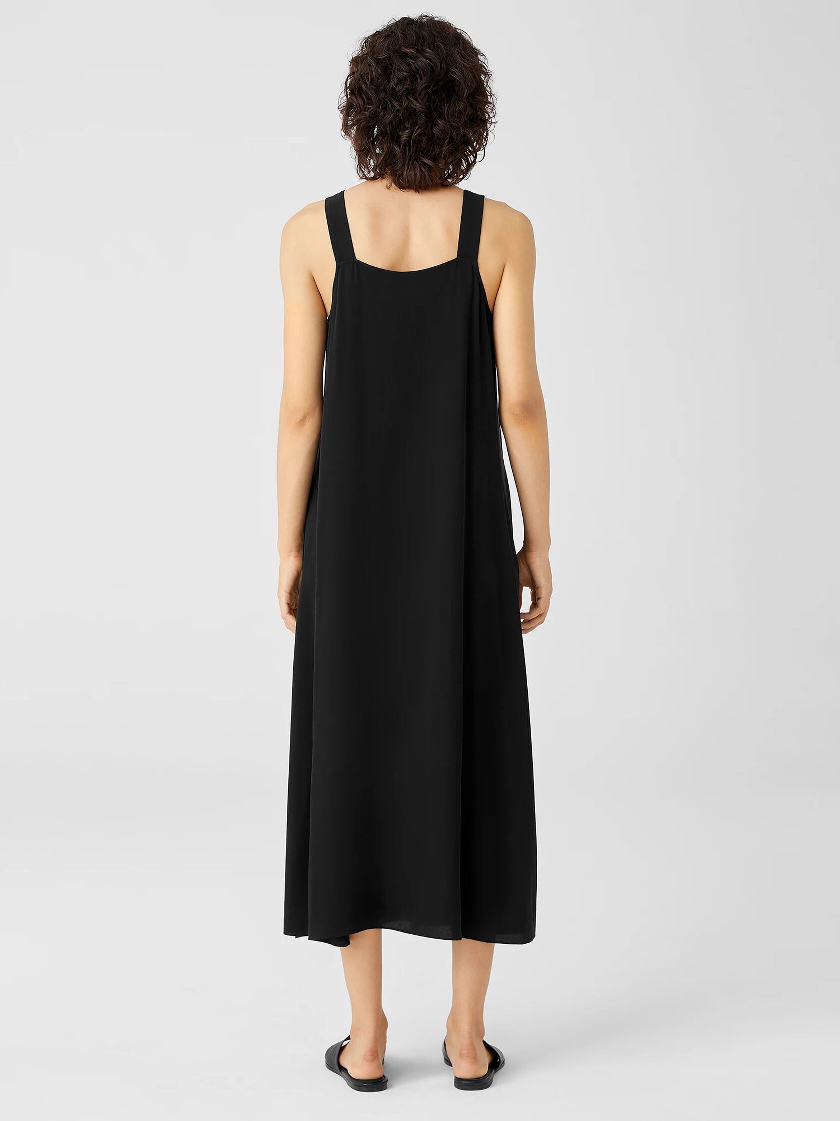 Silk Georgette Crepe Square Neck Dress | EILEEN FISHER