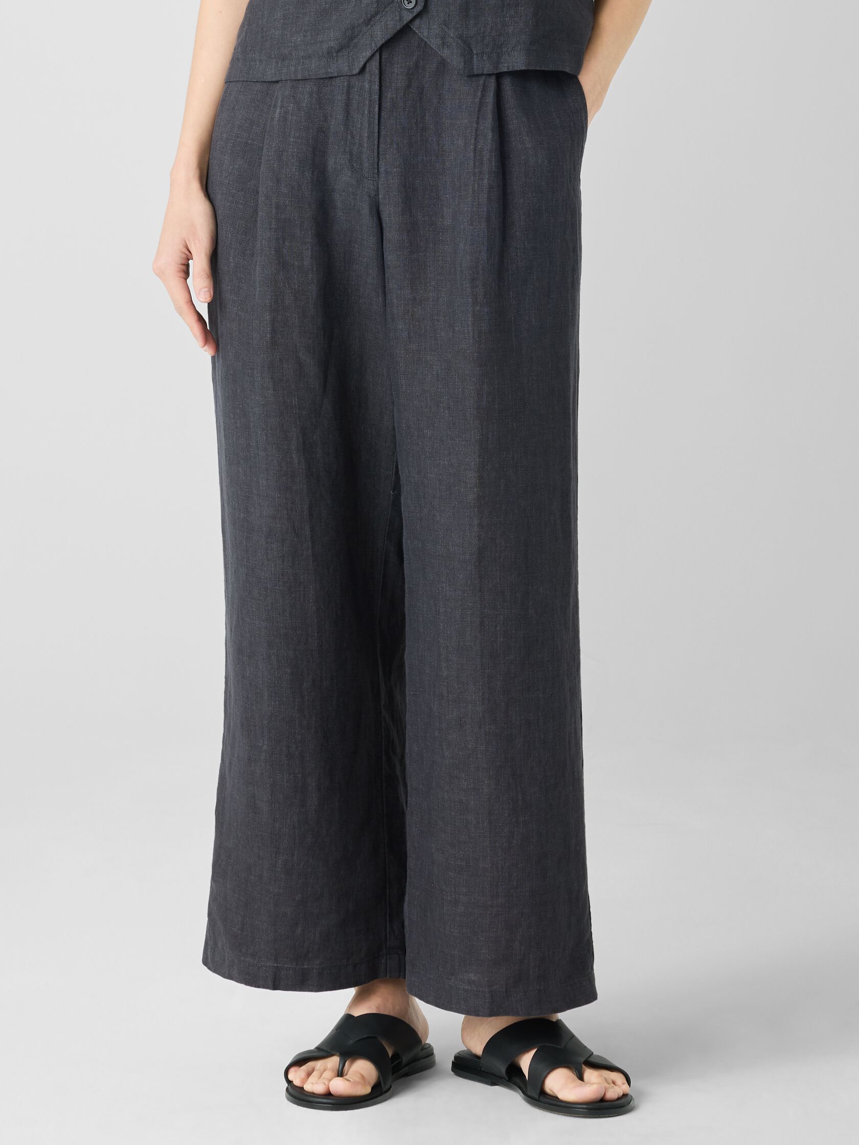Washed Organic Linen Délavé Trouser Pant