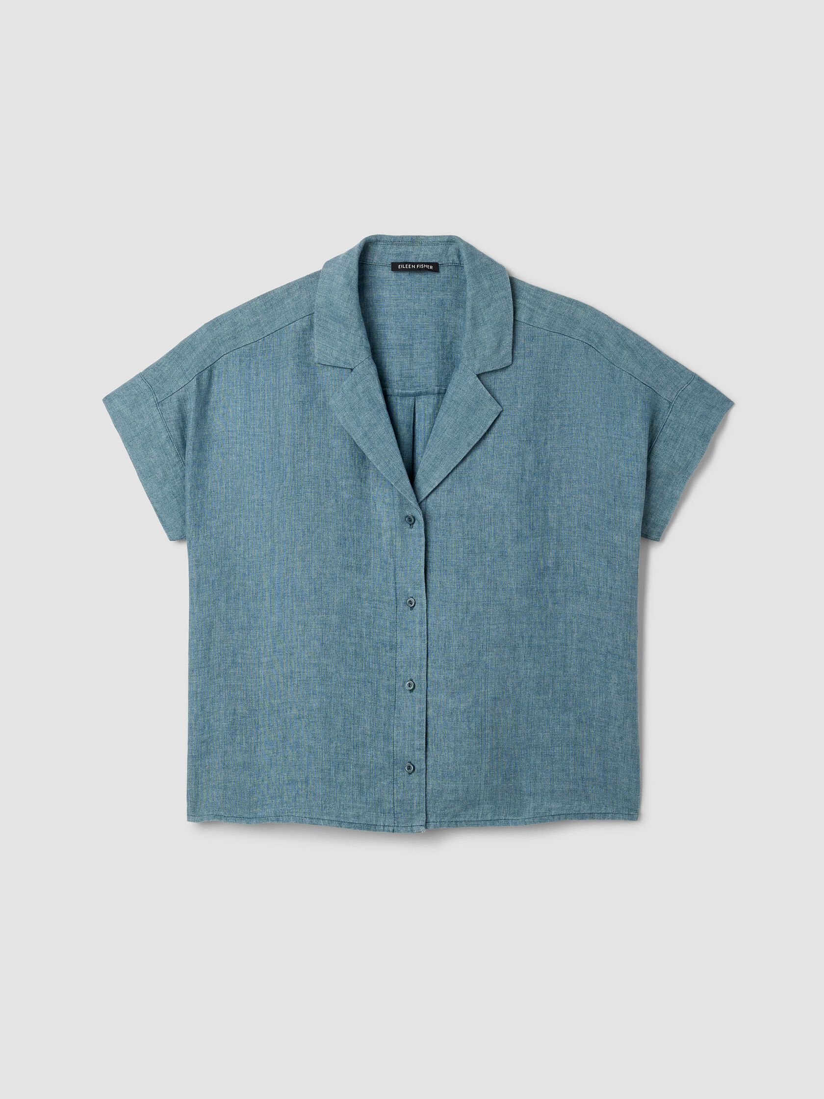 Washed Organic Linen D&eacute;lav&eacute; Notch Collar Shirt