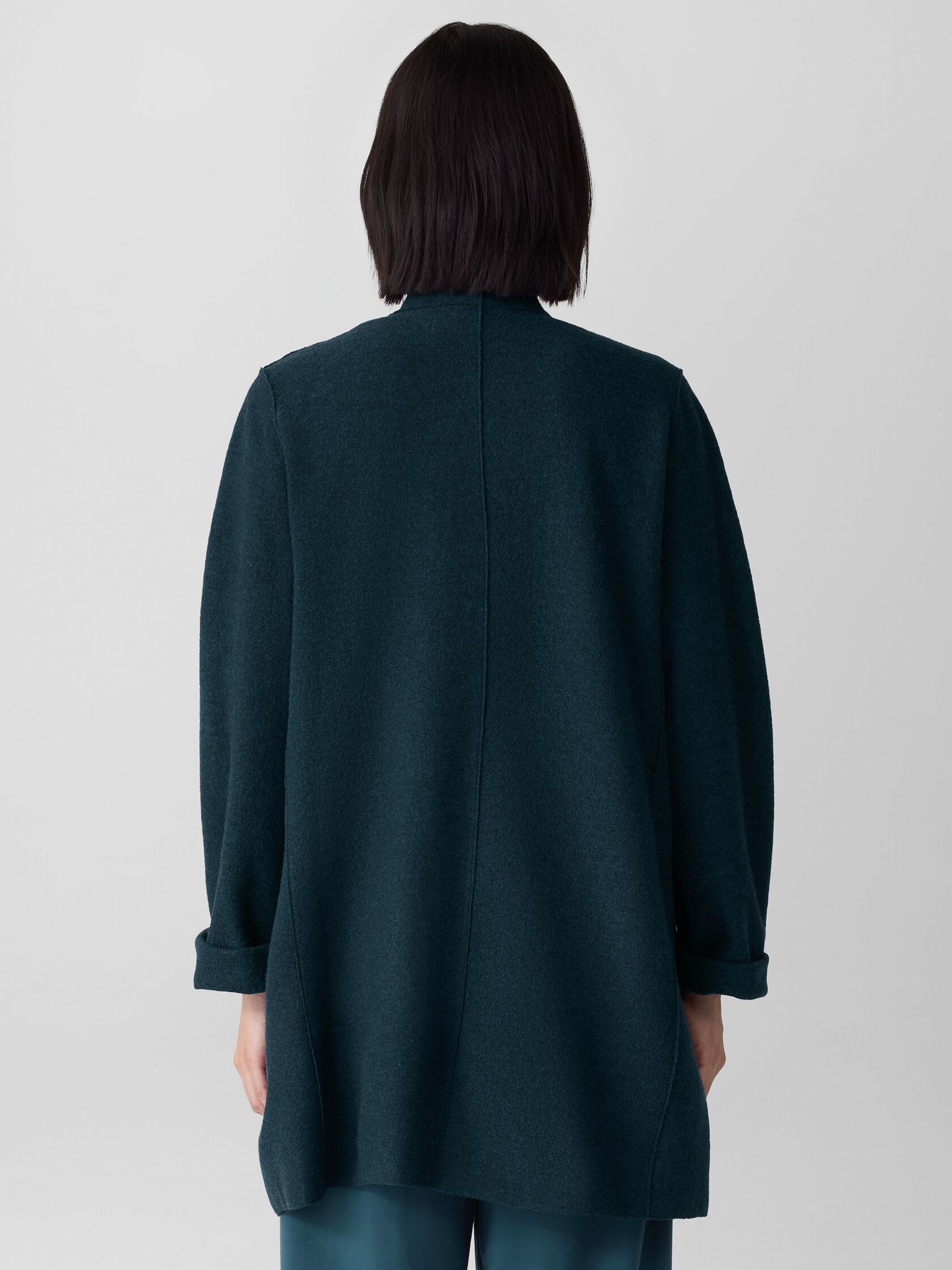 Lightweight Boiled Wool High Collar Jacket in Regenerative Wool