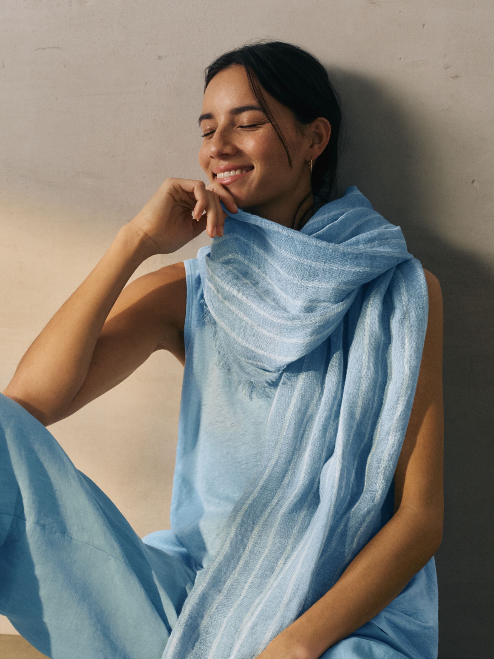 Striped Organic Linen Scarf