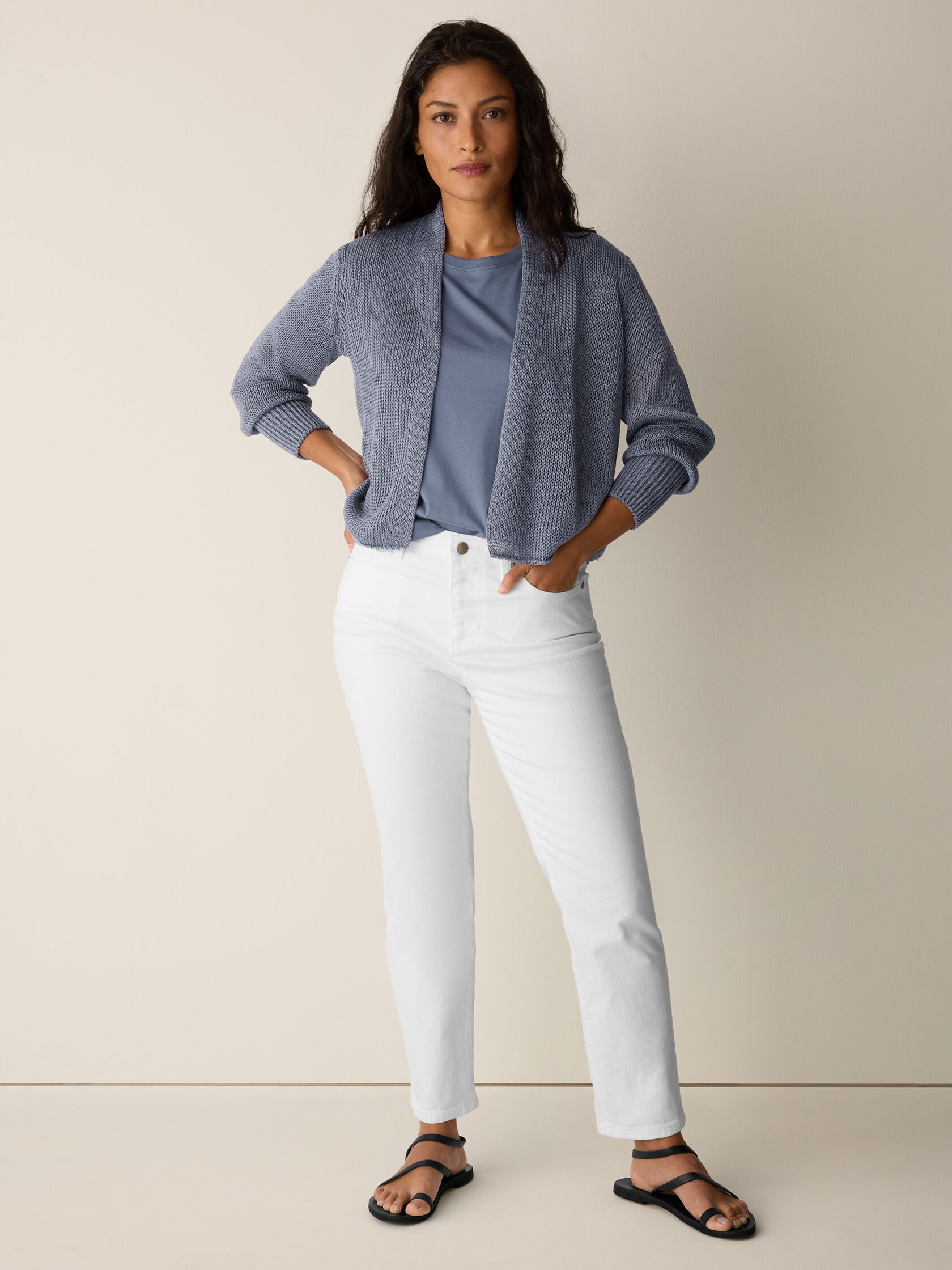 Organic Linen Cotton Cropped Cardigan