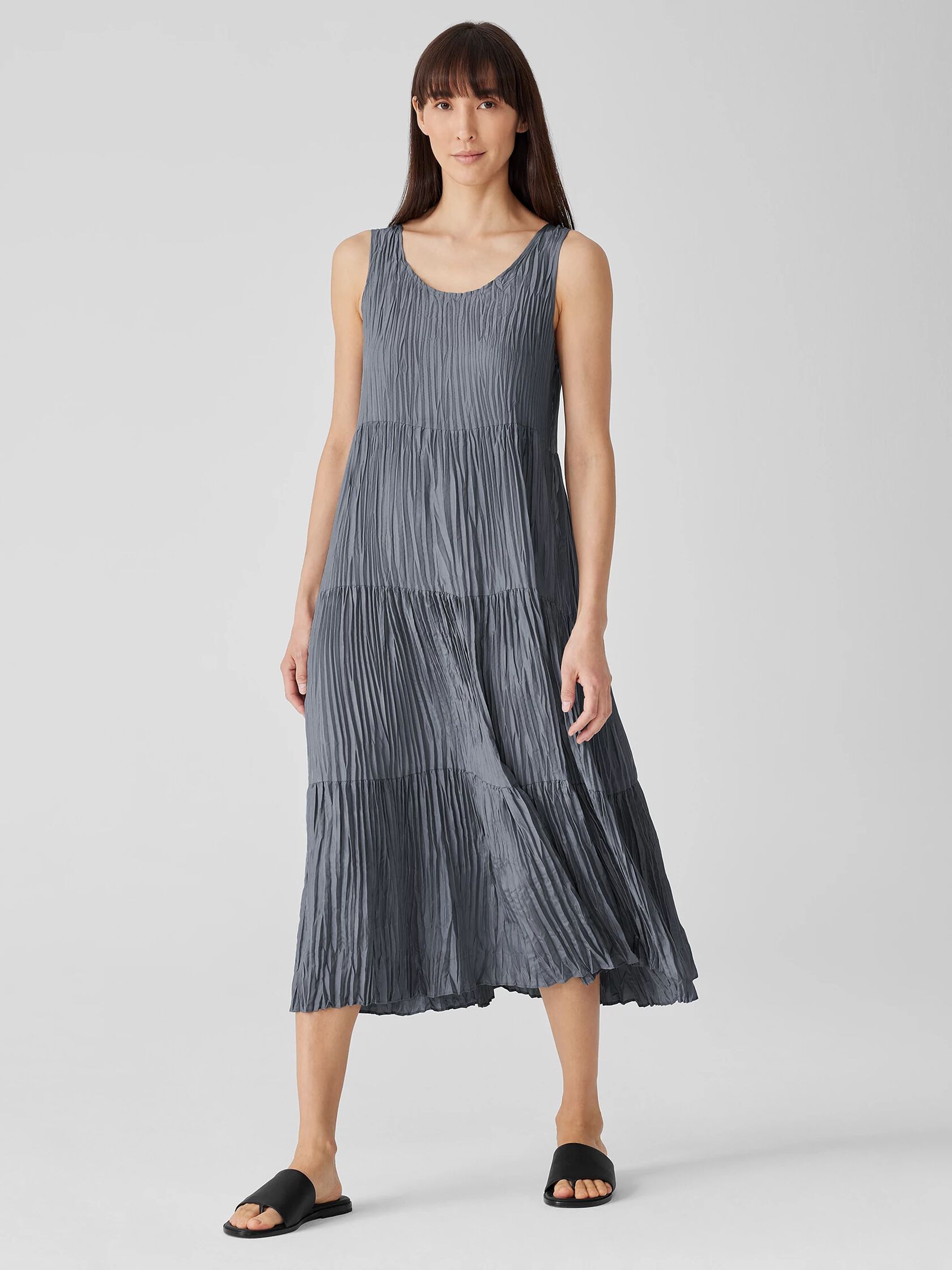Crushed Silk Tiered Dress