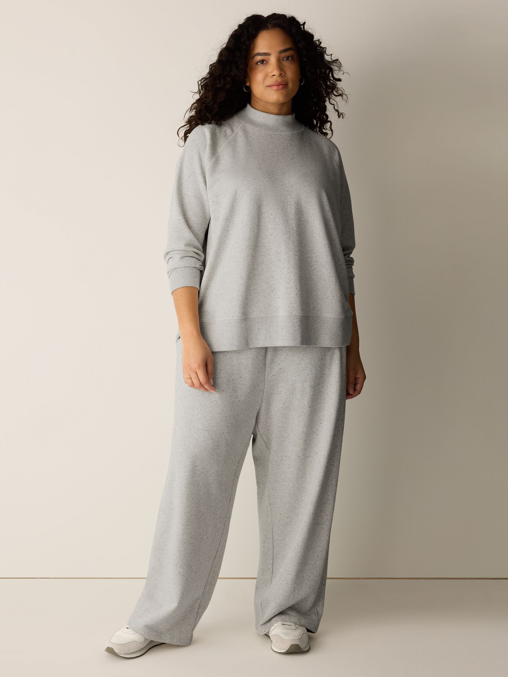 Heathered Fleece High Neck Top