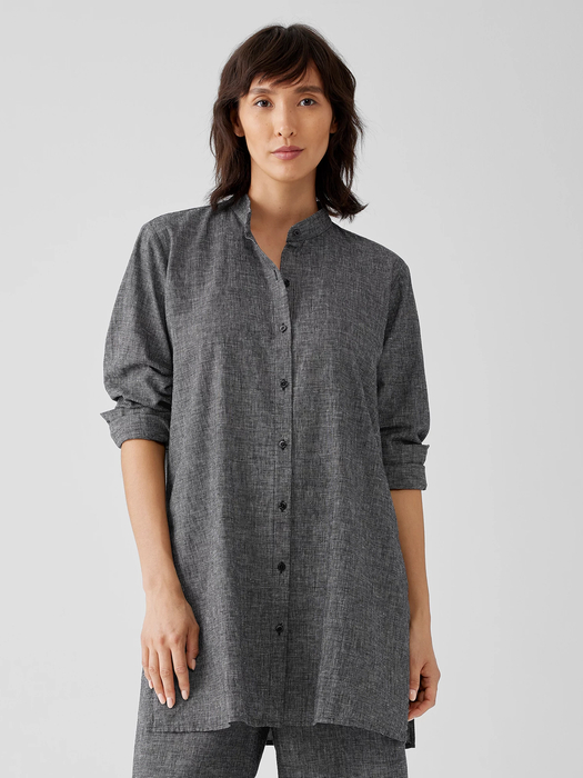 Hemp Organic Cotton Grid Long Shirt