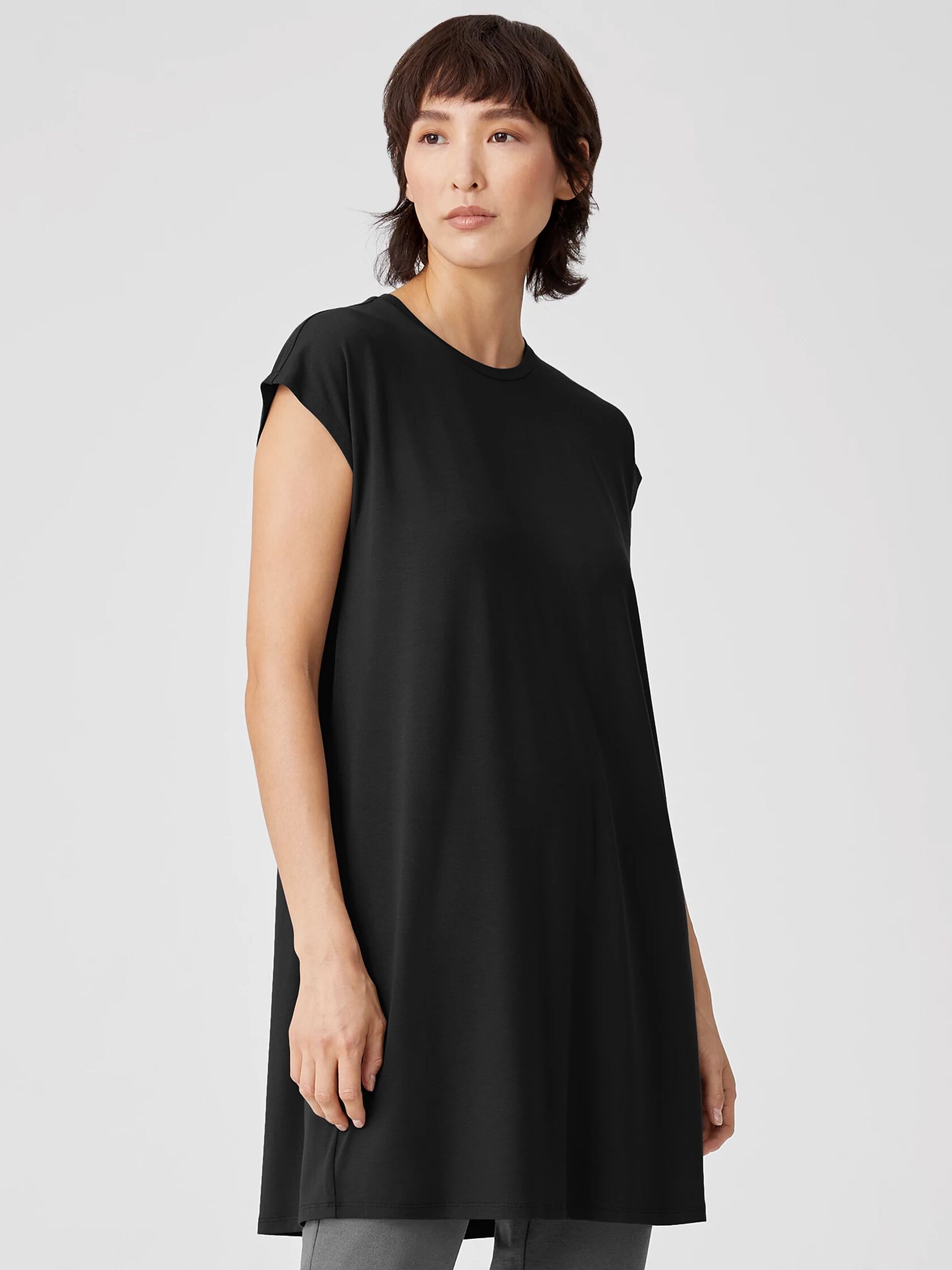 Fine Jersey Cap-Sleeve Dress