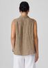 Puckered Organic Linen Sleeveless Shirt