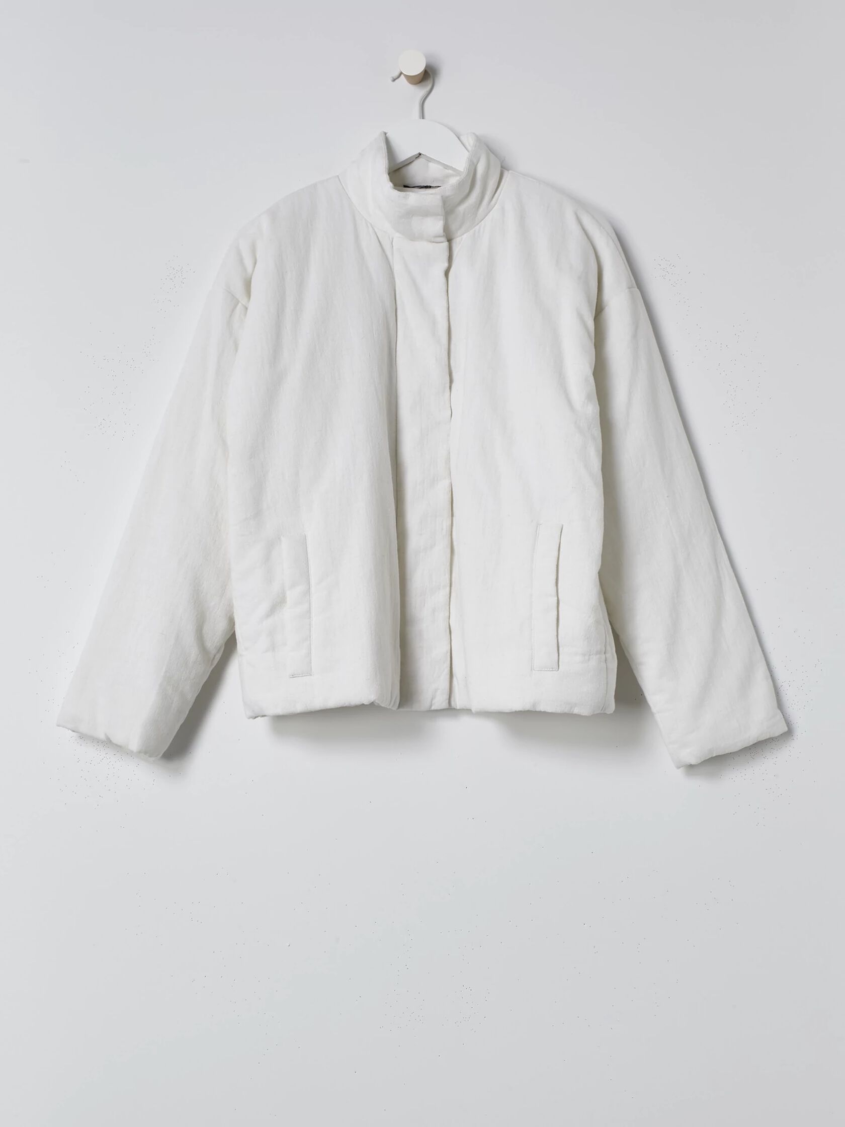 Organic Linen Cotton Crepe Padded Short Coat