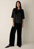 Stretch Silk Charmeuse Round Neck Top