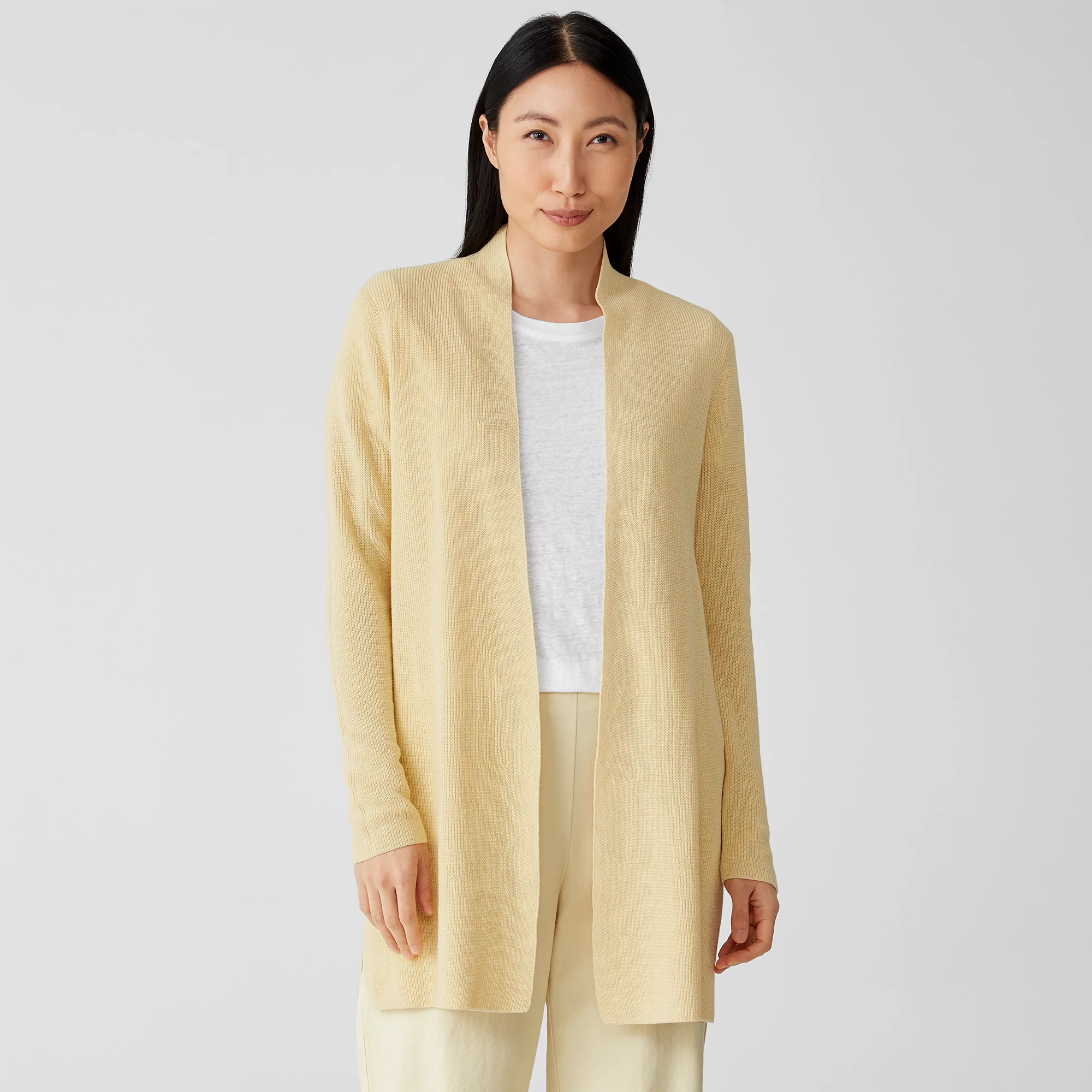 Eileen Fisher Women's Open-Front Cardigan - Butter - Size XL