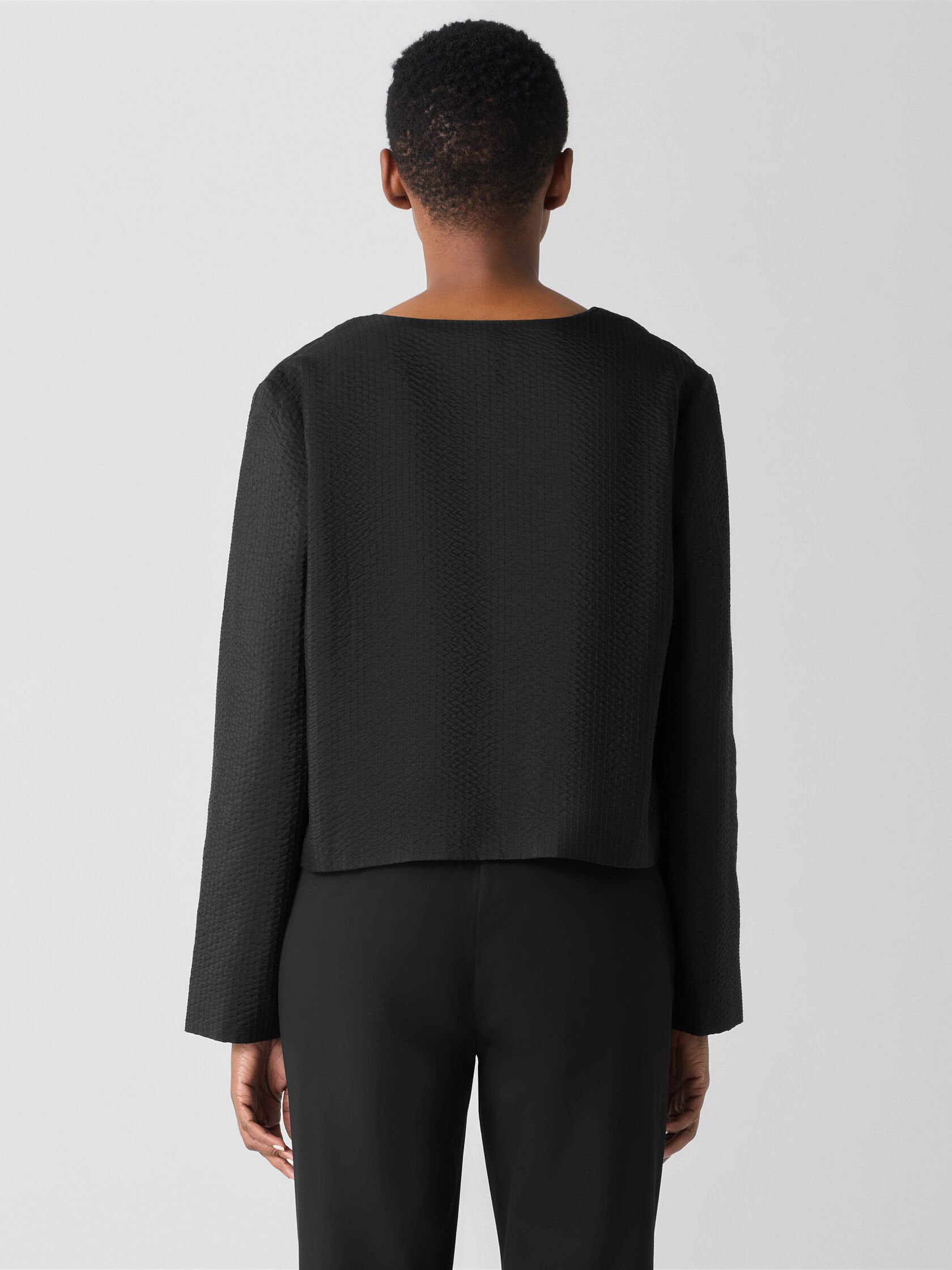 Quilted Silk Round Neck Jacket