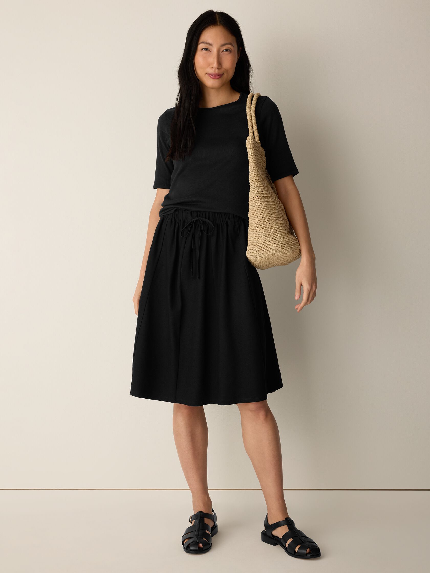 Resewn Washable Stretch Crepe A-Line Skirt