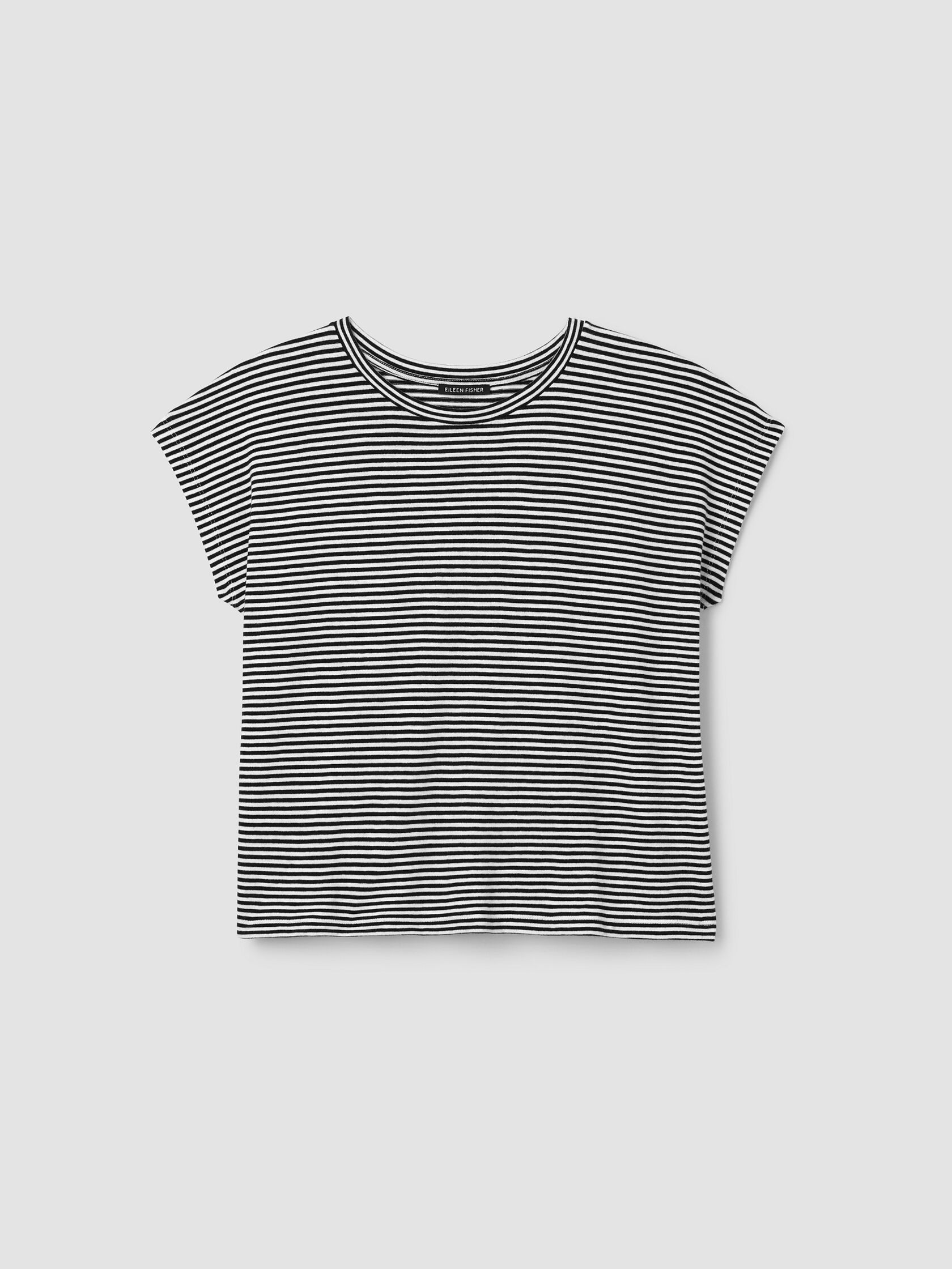 Striped Organic Cotton Slub Crew Neck Tee