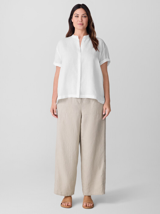Organic Handkerchief Linen Band Collar Shirt