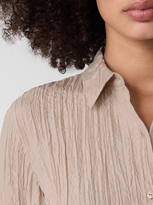 Crinkle Silk Habutai Classic Collar Shirt