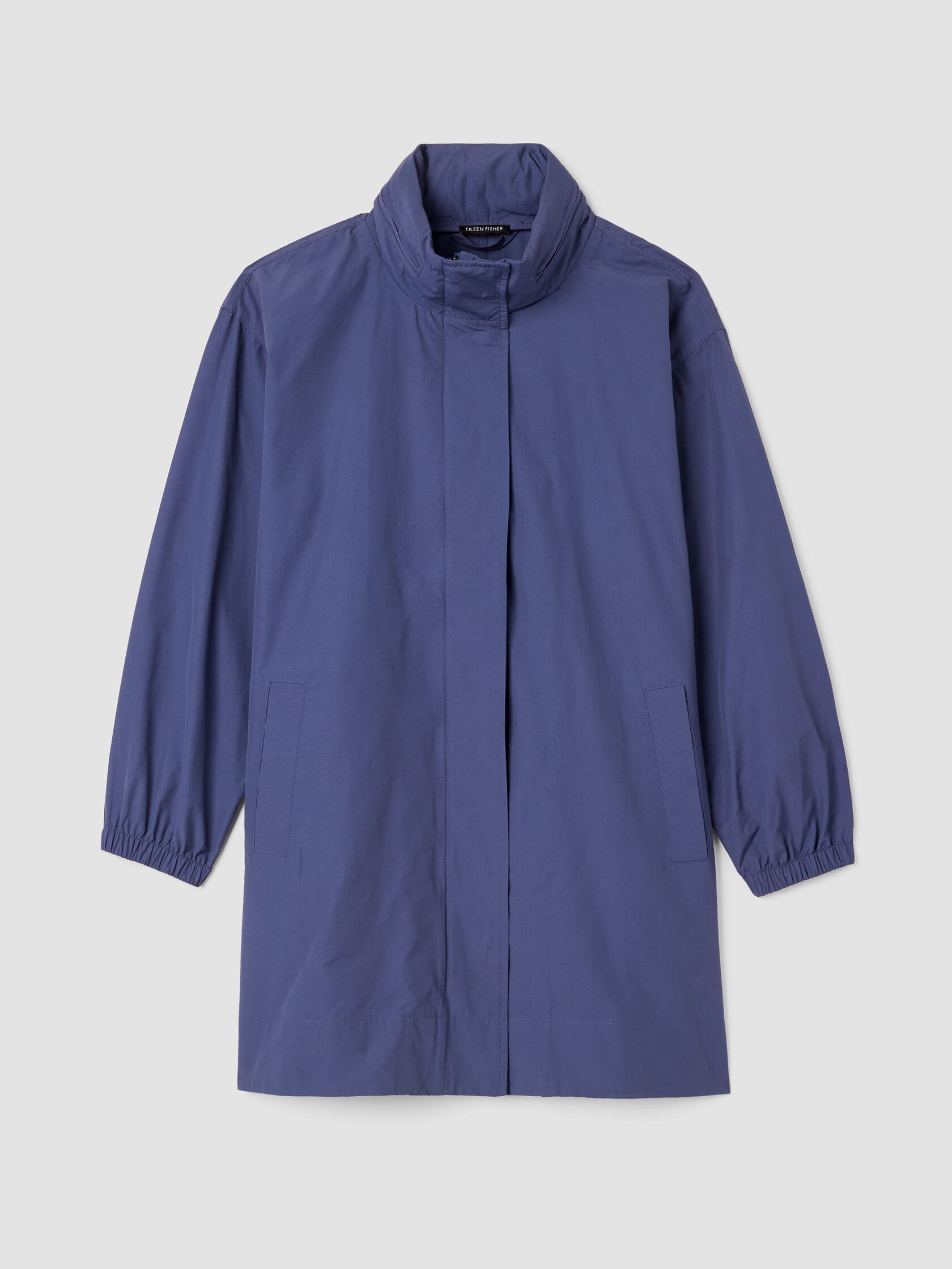 Light Cotton Nylon Stand Collar Long Coat