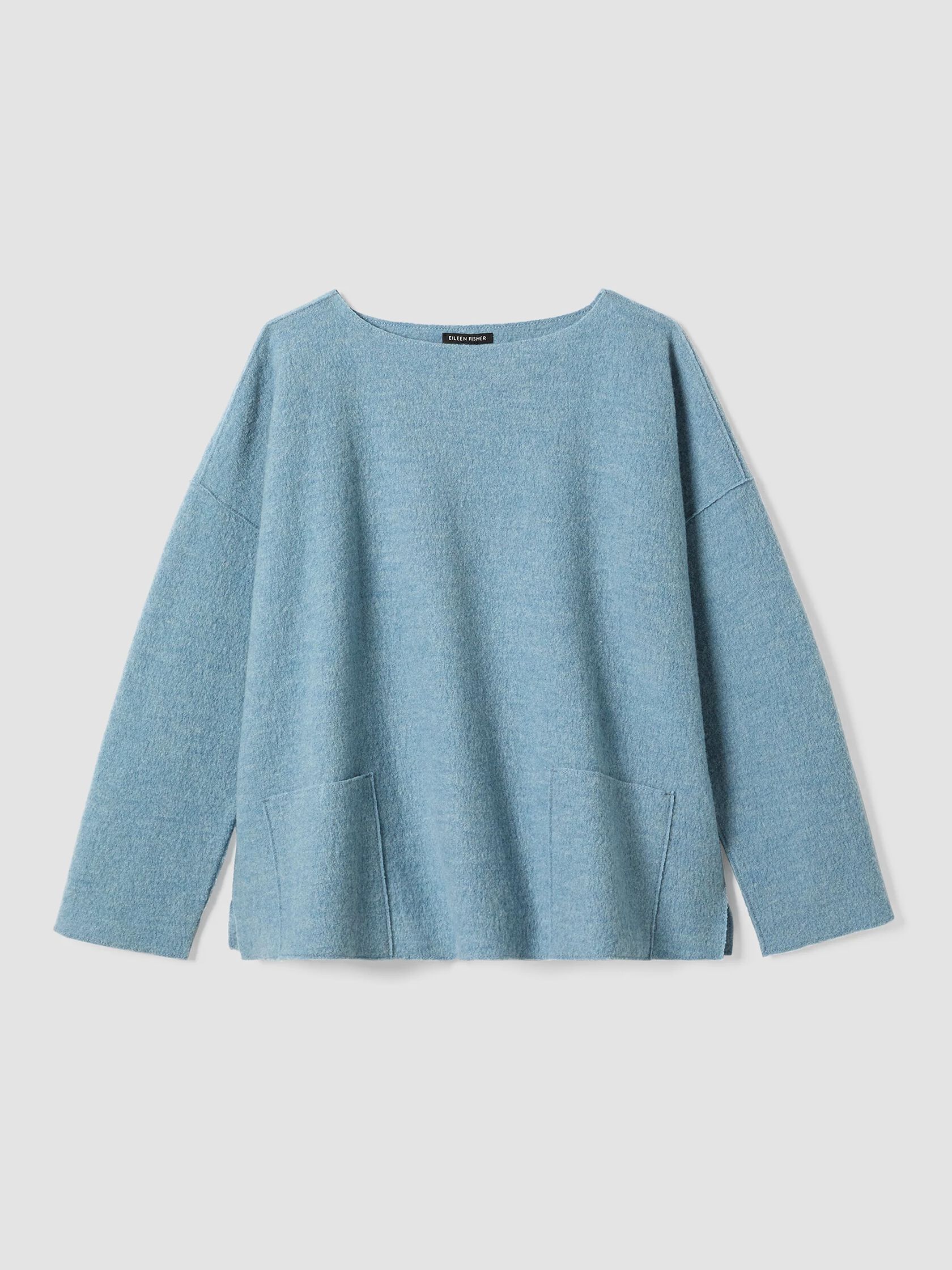 Lightweight Boiled Wool Bateau Neck Top in Regenerative Wool