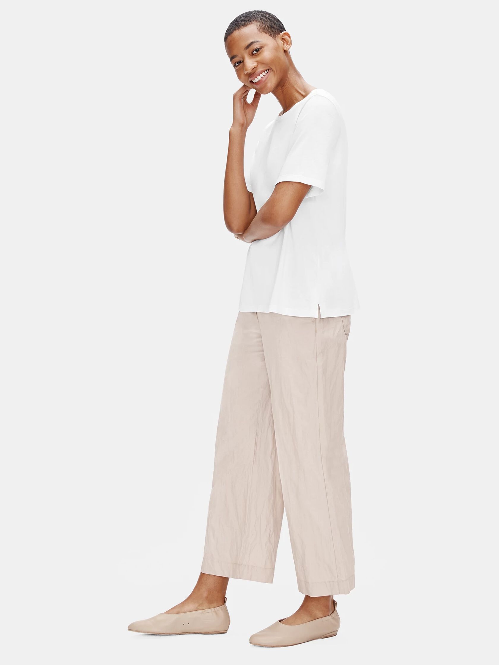 Organic Cotton Jersey Crew Neck Tee EILEEN FISHER