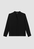 Silk Georgette Crepe Shirred-Back Shirt