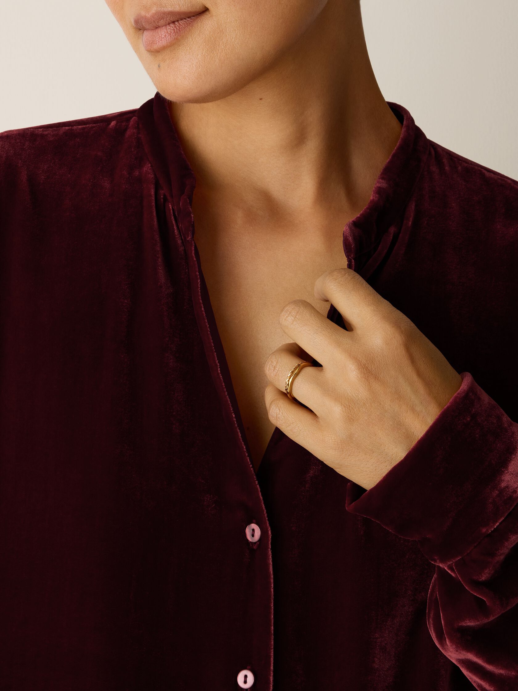 Velvet Band Collar Shirt