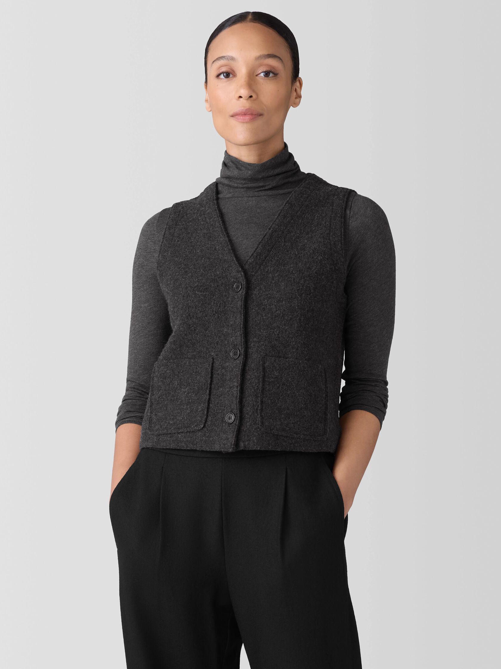 Lightweight Boiled Wool Vest in Regenerative Wool