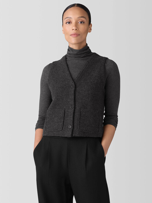 Lightweight Boiled Wool Vest in Regenerative Wool