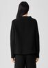 Organic Cotton Crinkled Knit Funnel Neck Top