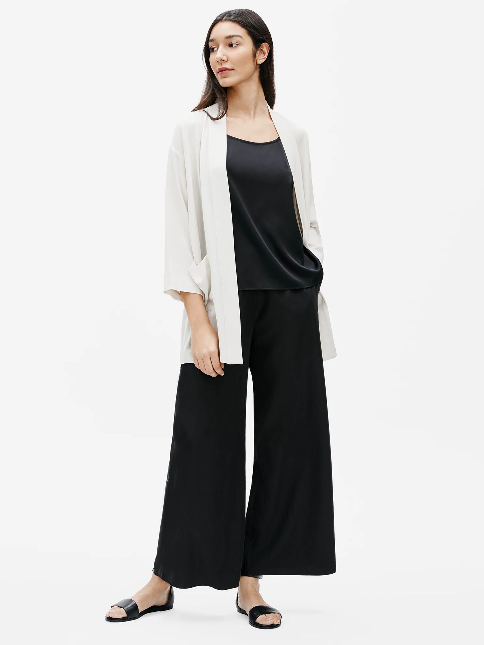 Silk Georgette Crepe High Collar Jacket