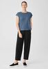 Organic Linen Jersey Shirred-Back Top