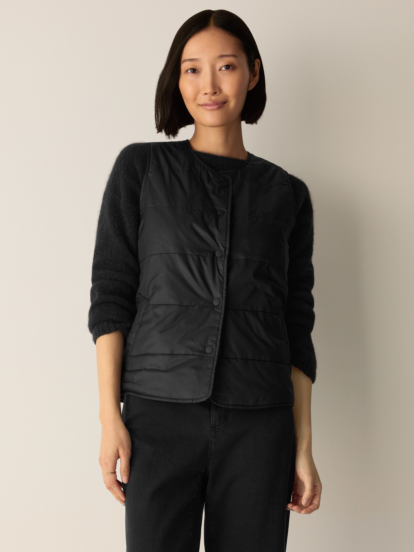 Eggshell Recycled Nylon Quilted Vest